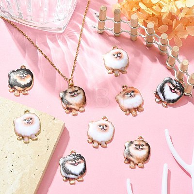 30Pcs 6 Styles Printed Alloy Pendants ENAM-CJ0005-33-1