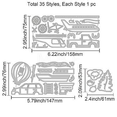 3Pcs 3 Styles Carbon Steel Cutting Dies Stencils DIY-WH0309-853-1