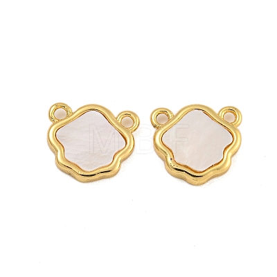 Rack Plating Brass Pave Natural Shell Flower Charms KK-C074-53G-1