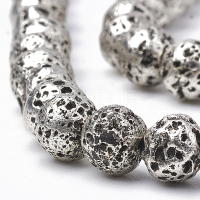 Electroplated Natural Lava Rock Beads Strands G-T098-01B-10-1