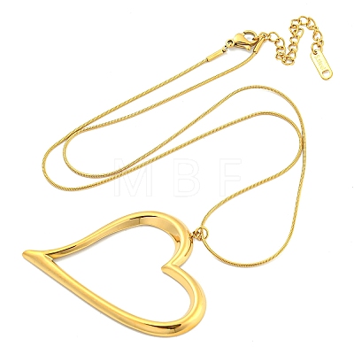 Golden Plated 304 Stainless Steel Heart Frame Pendant Necklaces NJEW-Z040-04G-1