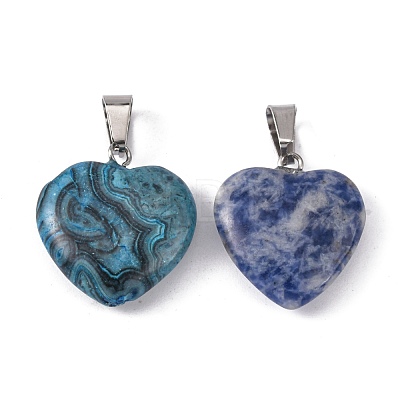Heart Natural & Synthetic Mixed Stone Pendants G-Q438-M-1