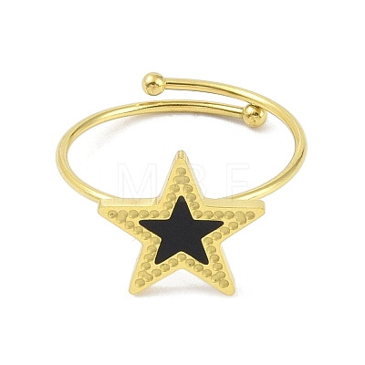 Ion Plating(IP) Star 304 Stainless Steel Enamel Ring RJEW-A038-17G-01-1