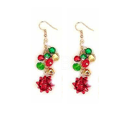 Christmas Bell & Flower Alloy Dangle Earrings WGBF40A-03-1