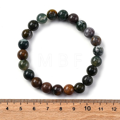 Natural Indian Agate Beaded Stretch Bracelets BJEW-I253-8mm-11-1