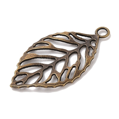 Tibetan Style Alloy Filigree Leaf Pendants X-TIBEP-Q040-023AB-NR-1