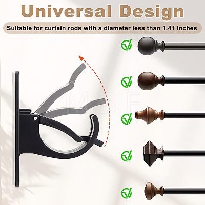 16Pcs Self-adhesive ABS Curtain Rod Hook Hangers FIND-WA0001-28-1