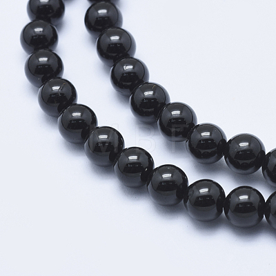 Natural Black Tourmaline Beads Strands G-E444-27-6mm-1