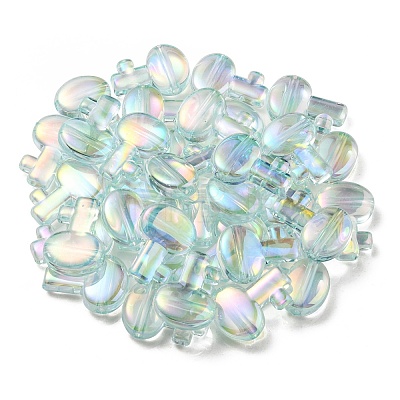 UV Plating Rainbow Iridescent Transparent Acrylic Beads OACR-C007-05D-1