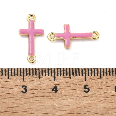 Brass Enamel Religion Cross Links Connector Charms KK-D229-07G-04-1