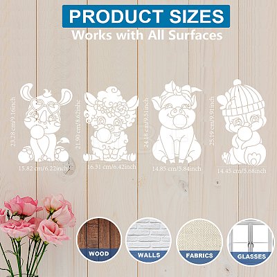 MAYJOYDIY US 1 Set Animals PET Hollow Out Drawing Painting Stencils DIY-MA0004-64-1