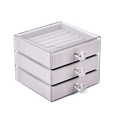 3-Tier PET Plastic Jewelry Storage Drawer Boxes CON-N016-08B-1