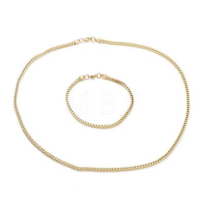 Ion Plating(IP) 304 Stainless Steel Wheat Chain Bracelets & Necklaces Jewelry Sets SJEW-B019-04A-G-1