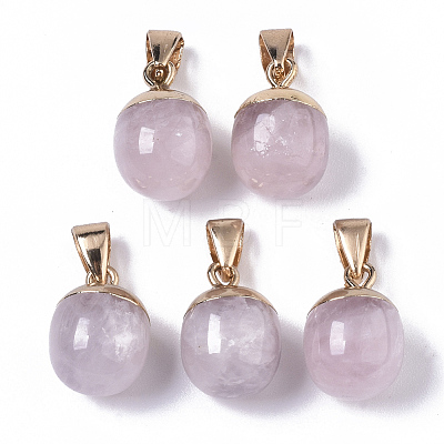 Top Golden Plated Natural Rose Quartz Pendants X-G-T131-03N-1