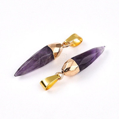 Natural Amethyst Pendants G-N345-01F-1