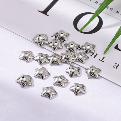 5-Petal Flower Smooth Surface 304 Stainless Steel Bead Caps STAS-R065-53-1