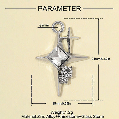Zinc Alloy with Crystal Rhinestone & Glass Pendants RB-OY001-84P-1