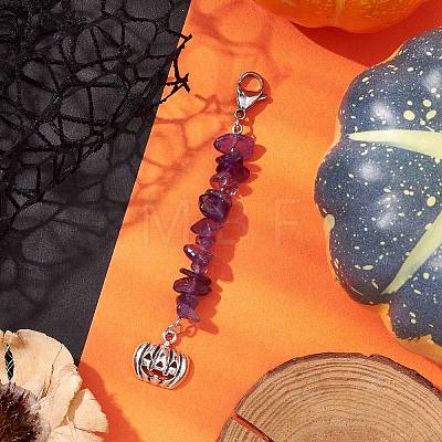 Halloween Pumpkin Alloy Pendant Decorations HJEW-JM02073-02-1