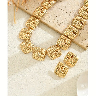 Iron Stud Earring & Necklaces for Women WG8683E-01-1