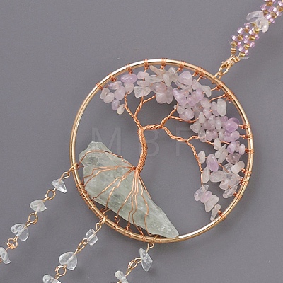 Tree of Life Natural Agate & Natural Crystal Chips Hanging Suncatchers RN-CBA387D-01G-1