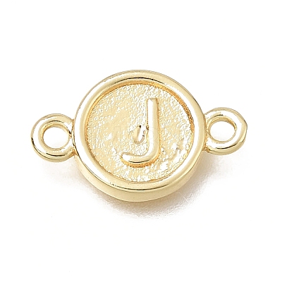 Brass Disc with Initial Links Connector Charms KK-E802-36G-J-1