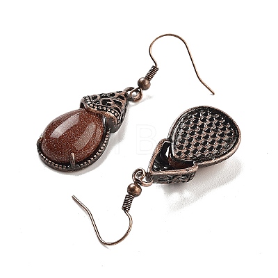 Synthetic Goldstone Teardrop Dangle Earrings EJEW-B055-01R-19-1