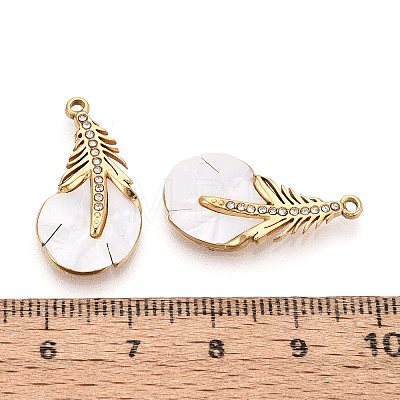 304 Stainless Steel & Enamel & Rhinestone Pendants STAS-T073-66A-G-1