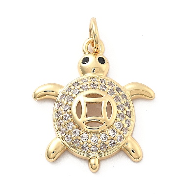Rack Plating Brass with Cubic Zirconia Pendants KK-Q017-01C-G-1