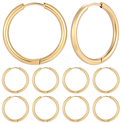 10 Pairs 304 Stainless Steel Huggie Hoop Earrings EJEW-BBC0002-33-1