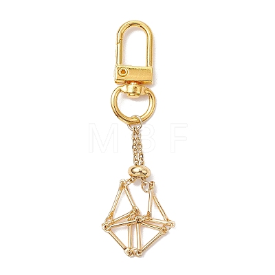 Brass Macrame Chain Pouch Round Shell Pearl Holder Pendant Decorations HJEW-JM02048-01-1