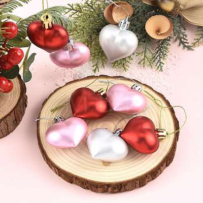 10Pcs 3 Styles Plastic Heart Pendant Decorations AJEW-FS0001-48-1