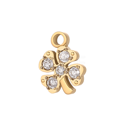 304 Stainless Steel Pave Cubic Zirconia Pendants STAS-OY016-35G-1