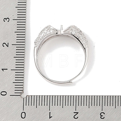 925 Sterling Silver Micro Pave Cubic Zirconia Adjustable Ring Settings STER-B003-13P-1