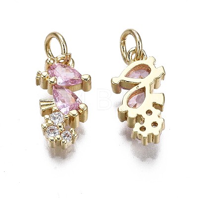 Brass Micro Pave Violet & Clear Cubic Zirconia Charms ZIRC-S067-004-NR-1