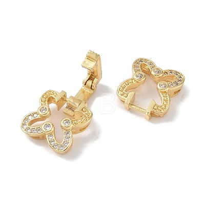 Rack Plating Brass Micro Pave Clear Cubic Zirconia Fold Over Clasps KK-NH0002-03E-G-1