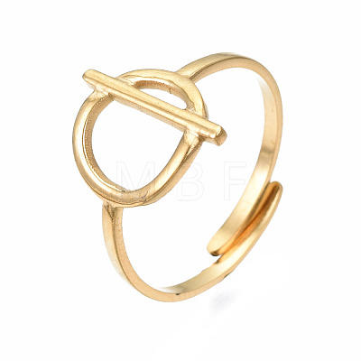 304 Stainless Steel Toggle Clasp Shape Open Cuff Ring RJEW-T023-85G-1