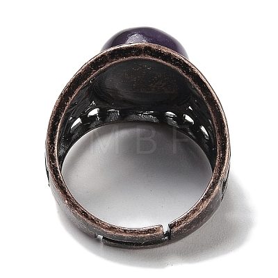 Natural Amethyst Oval Adjustable Rings RJEW-K271-06R-20-1