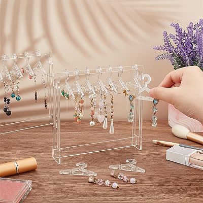 Transparent Acrylic Earring Display Stands EDIS-WH0029-12-1