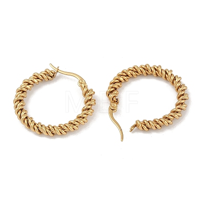 PVD Vacuum Plating 201 Stainless Steel Twist Hoop Earrings EJEW-I309-55B-G-1