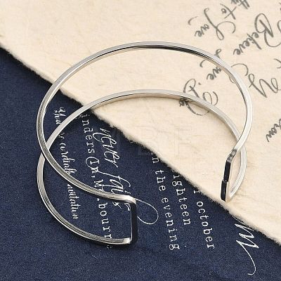 Non-Tarnish 304 Stainless Steel Hollow Open Cuff Bangles for Women BJEW-S155-04P-1