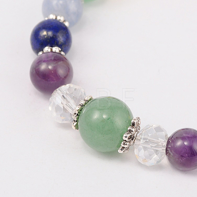 Multi-Color Gemstone Chakra Charm Bracelets BJEW-JB01691-1