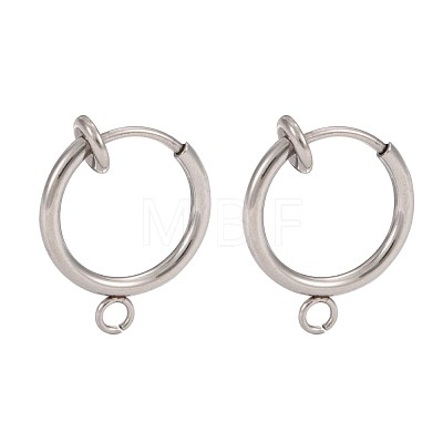 316 Surgical Stainless Steel Clip-on Hoop Earrings X-STAS-S101-13mm-01P-1