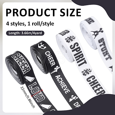 4 Rolls 4 Styles Polyester Ribbons OCOR-WH0077-132-1