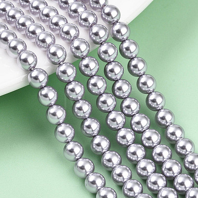 Baking Painted Pearlized Glass Pearl Bead Strands HY-N002-5mm-A04-1