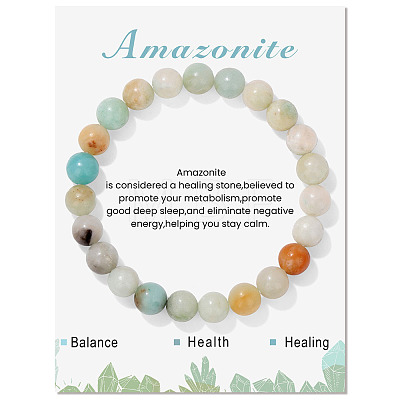 Natural Flower Amazonite Beaded Stretch Bracelets PW-WG7FE75-01-1