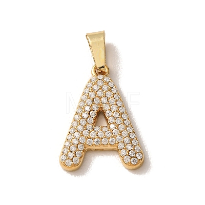 304 Stainless Steel Micro Pave Clear Cubic Zirconia Pendants CU-CBA703A-05G-A-1