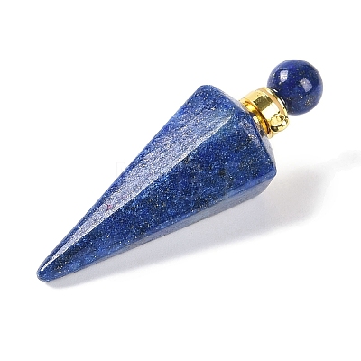 Dyed Natural Lapis Lazuli Faceted Cone Openable Perfume Bottle Big Pendants G-L524-18G-09-1