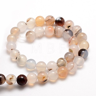 Natural Agate Round Beads Strands X-G-E321C-8mm-01-1