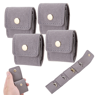 4-Pocket PU Leather Jewelry Rolls with Golden Tone Metal Snap Buttons ABAG-WH0048-69B-1