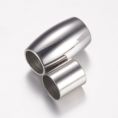 Barrel 304 Stainless Steel Magnetic Clasps with Glue-in Ends STAS-I026-05-1